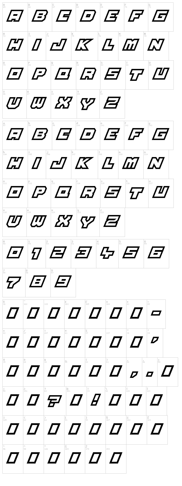 Full Pack 2025 font map